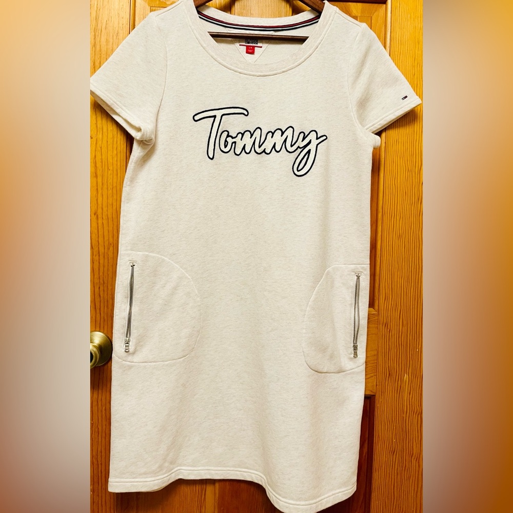 Women’s “Tommy Hilfiger” Ivory French Terry Dress Y2k Style